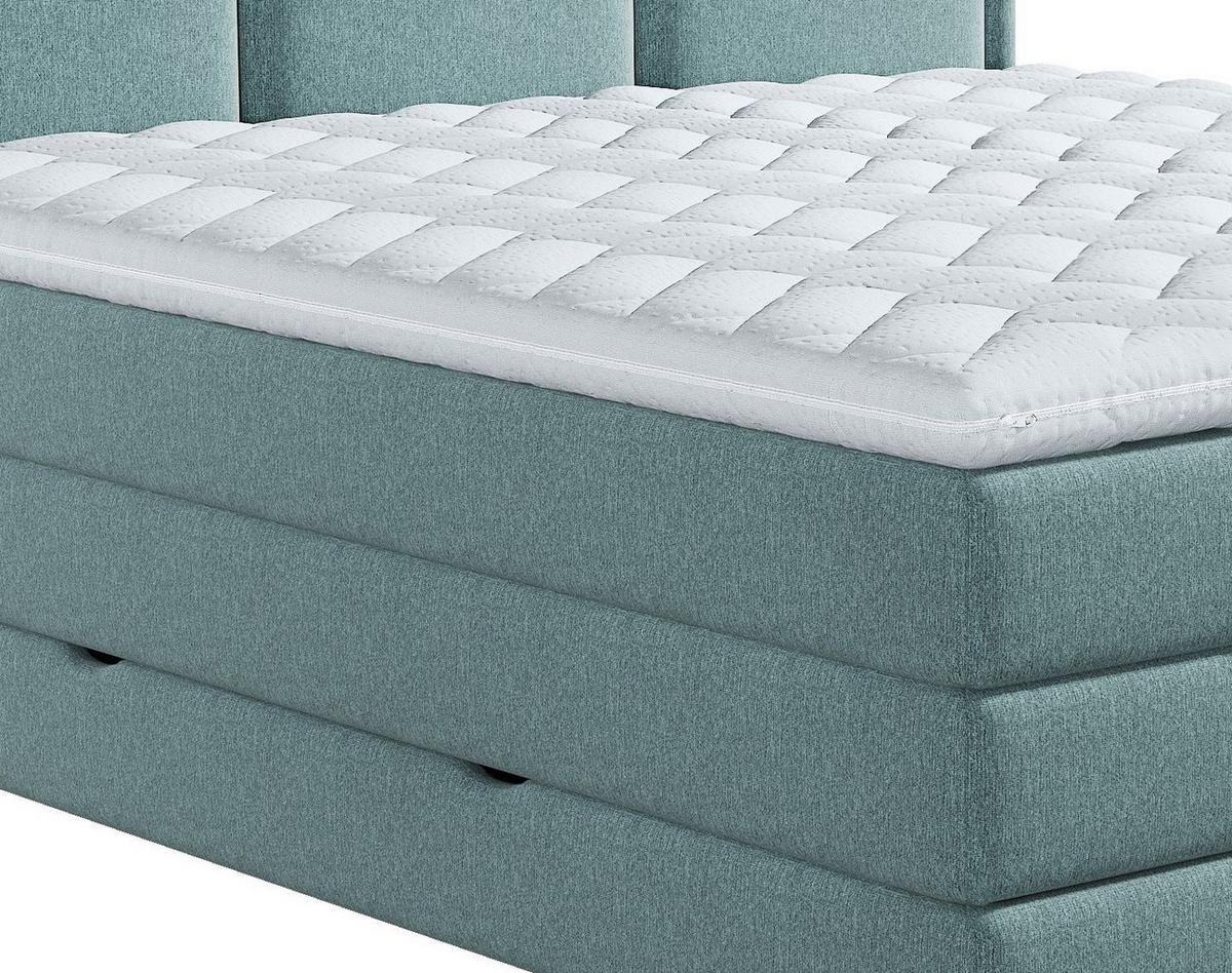 Boxspringbett mit Topper & Bettkasten 140x200 Swing - Türkis, Design, Holzwerkstoff/Textil (140/200cm) - MID.YOU