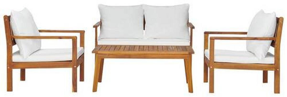 TERASOVÁ SEDACÍ SOUPRAVA KRISTEN - bílá/barvy akácie, Moderní, dřevo/textil (120/72/75cm) - Modern Living