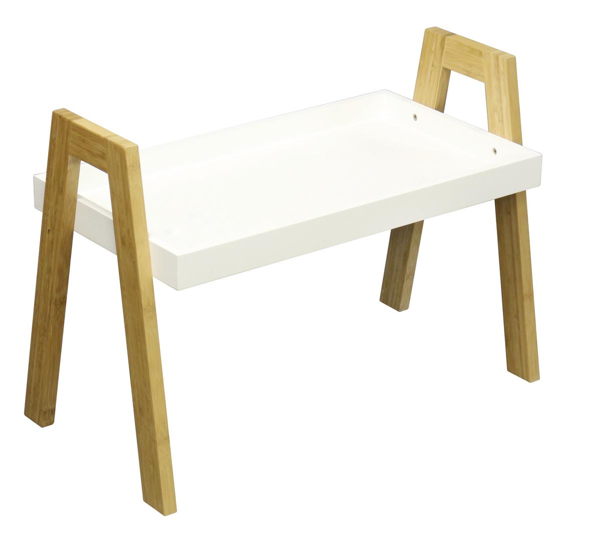Beistelltisch Scandi Bambus/weiß - Naturfarben/Weiß, MODERN, Holz/Holzwerkstoff (62,5/45/32cm) - Ondega