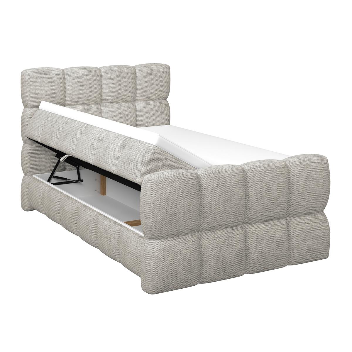 Boxspringbett Brisbane inkl. Bettkasten 140x220 - Ecru/Schwarz, Trend, Holz/Holzwerkstoff (140/220cm) - Sembella