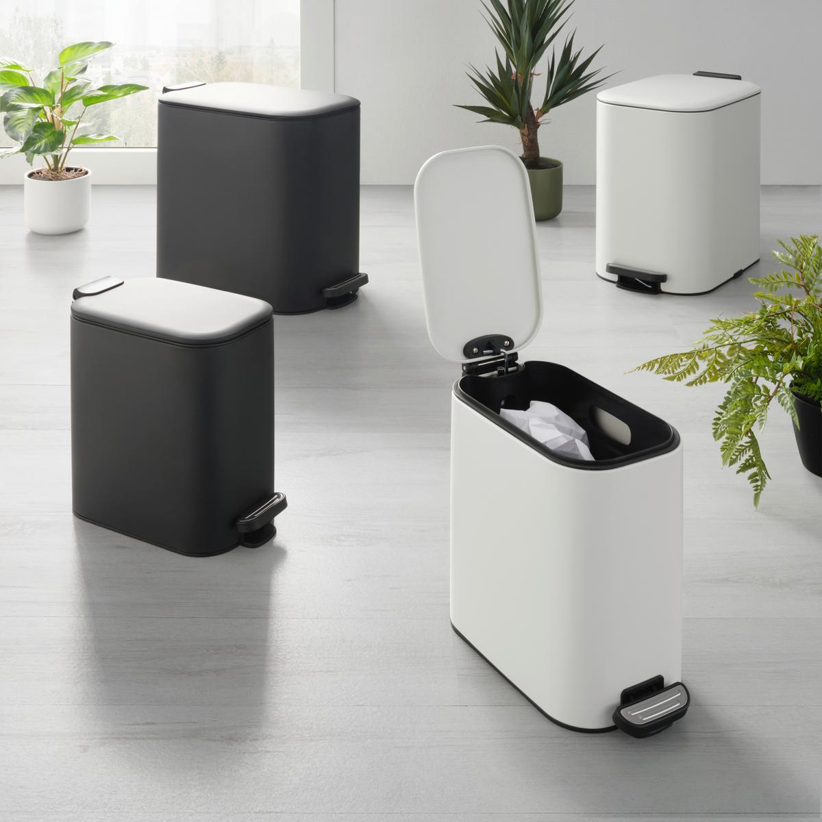 Nášľapný odpadkový kôš biela 6L - čierna/biela, Modern, kov/plast (15/28/26,9cm) - Mömax