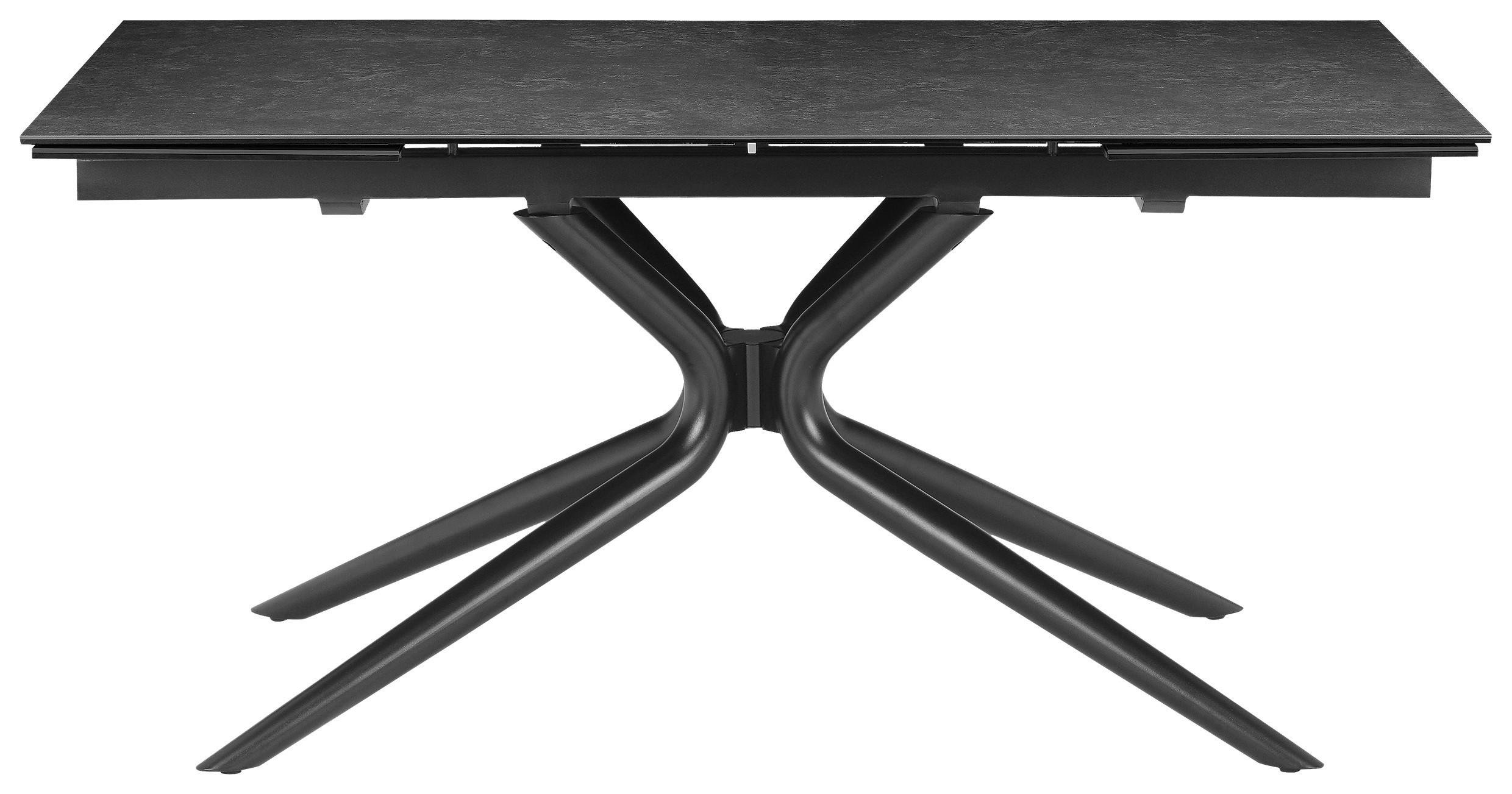Esstisch Liana Grau/Schwarz L: 160-240 cm - Schwarz/Grau, MODERN, Glas/Keramik (160-240/90/76cm) - P & B