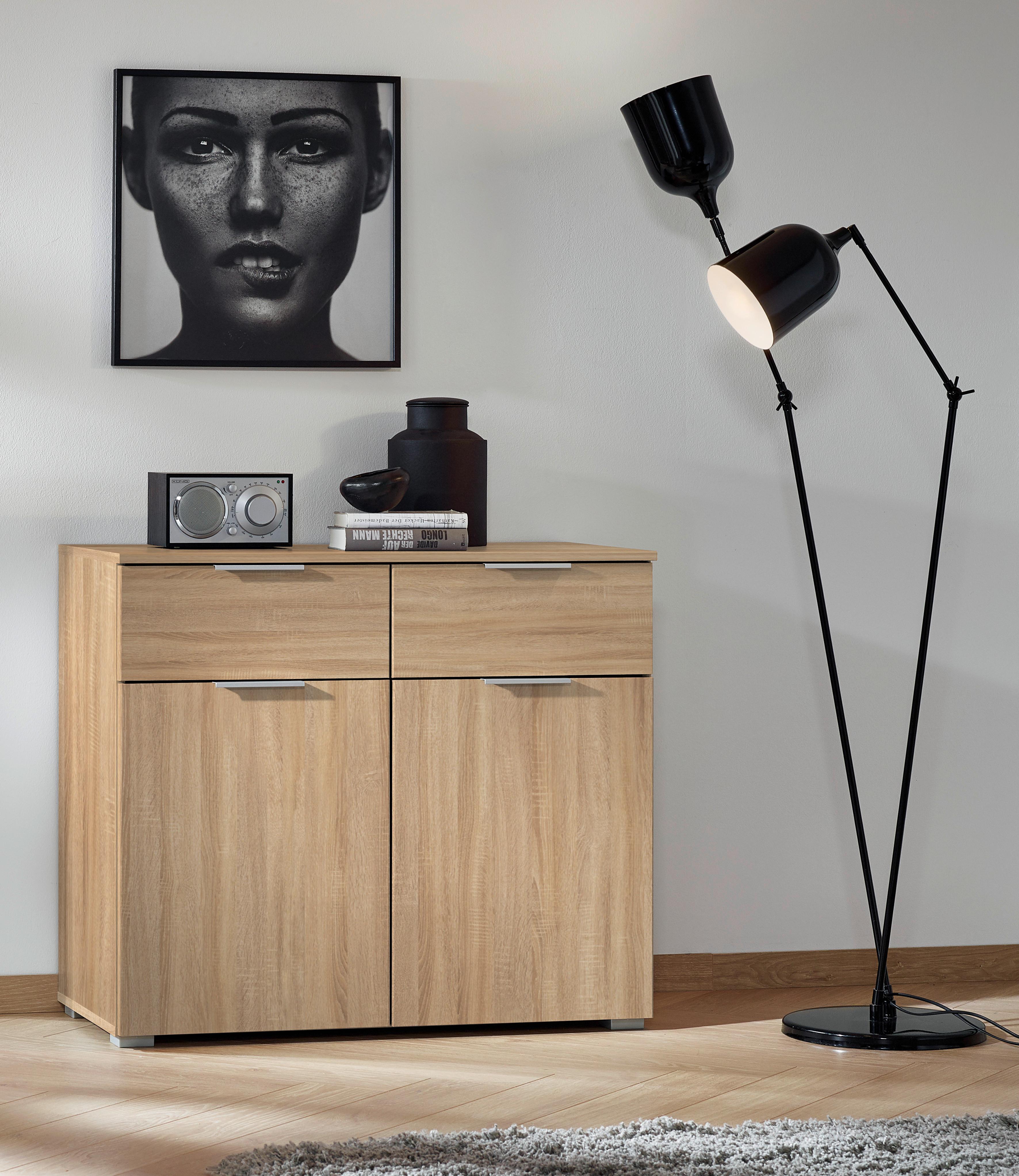 Kommode Alabama, Sonoma Eiche B: 80 Cm - Alufarben/Sonoma Eiche, MODERN, Holzwerkstoff (80/81/42cm) - Rauch Möbel