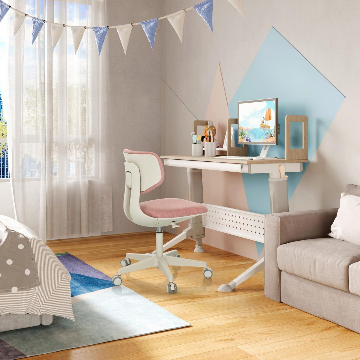 Jugenddrehstuhl Kid Classic Rosa B: 51 cm - Grauweiß/Rosa, MODERN, Kunststoff/Textil (51/72 - 87/51cm) - MID.YOU