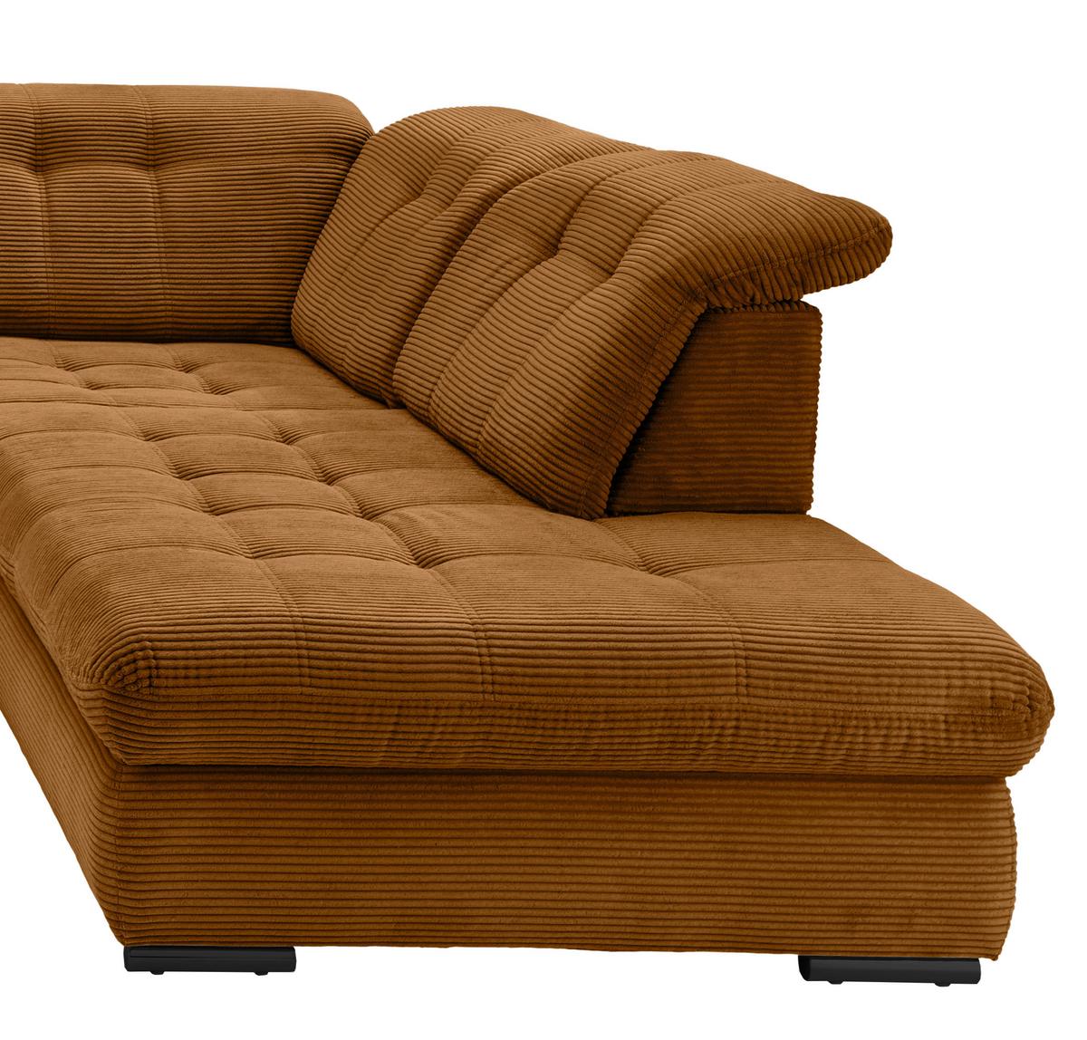 Wohnlandschaft mit Bettkasten Rigatti Goldfarben B: 387 cm - Goldfarben/Schwarz, MODERN, Textil (184/387/252cm) - Livetastic