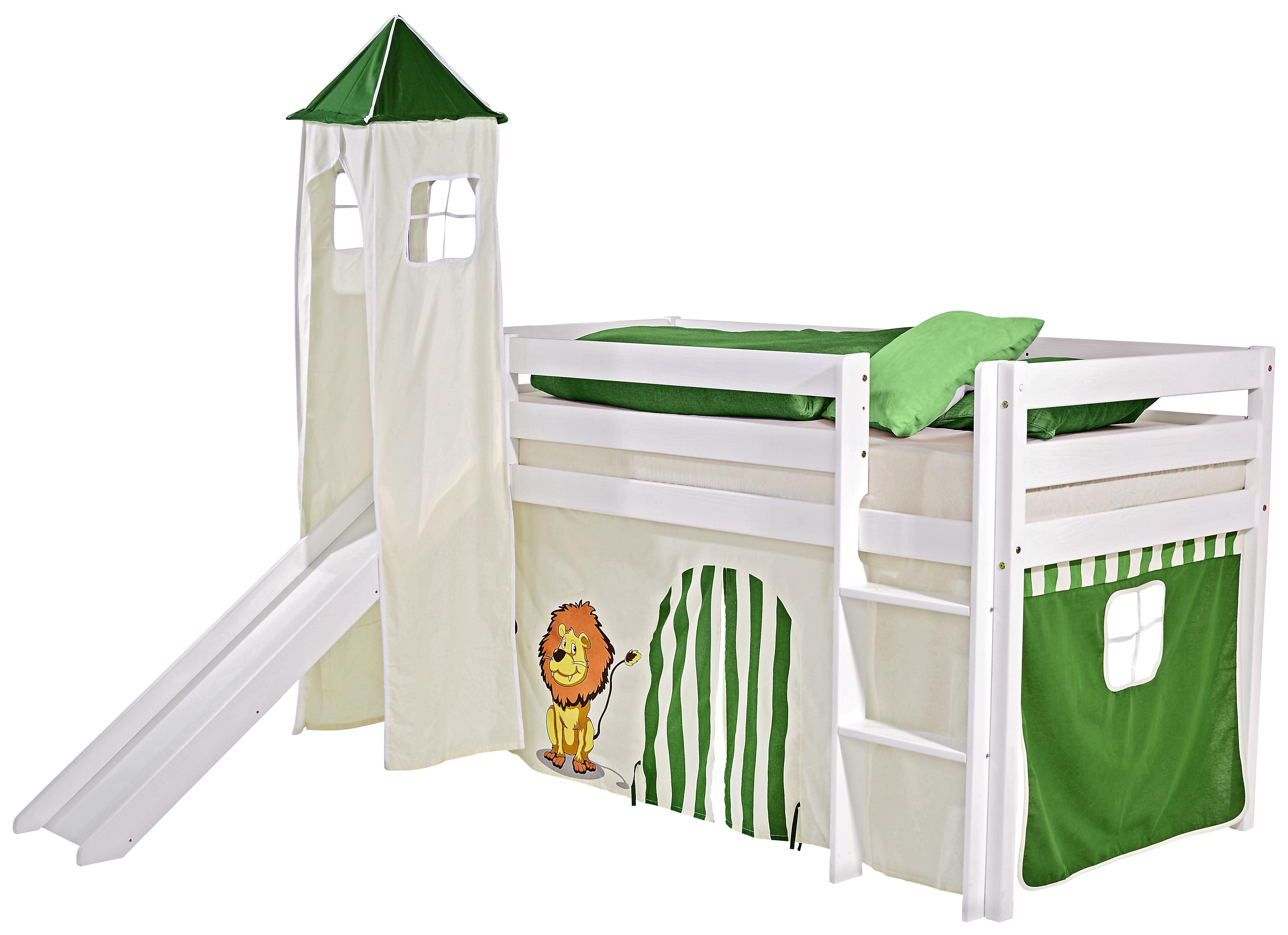 Gyerekágy Balu - Bézs/Zöld, konvencionális, Faalapú anyag/Fa (97/113/207cm)