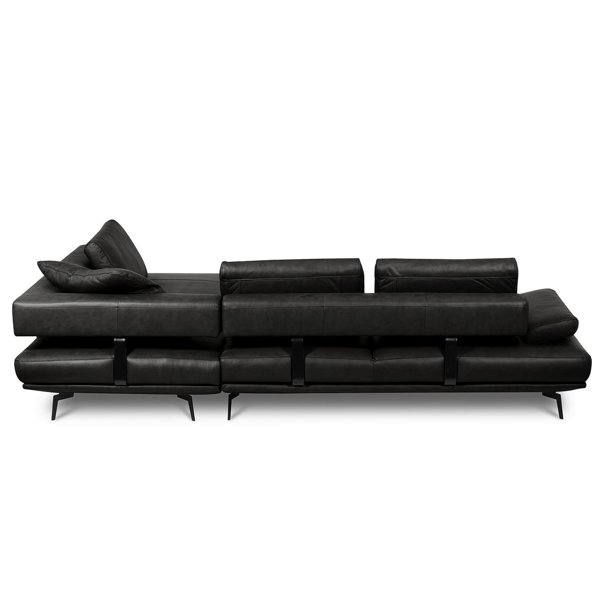 Ecksofa Como Echtleder Schwarz 306x237 - Schwarz/Grau, Design, Leder (306/237cm) - Livetastic