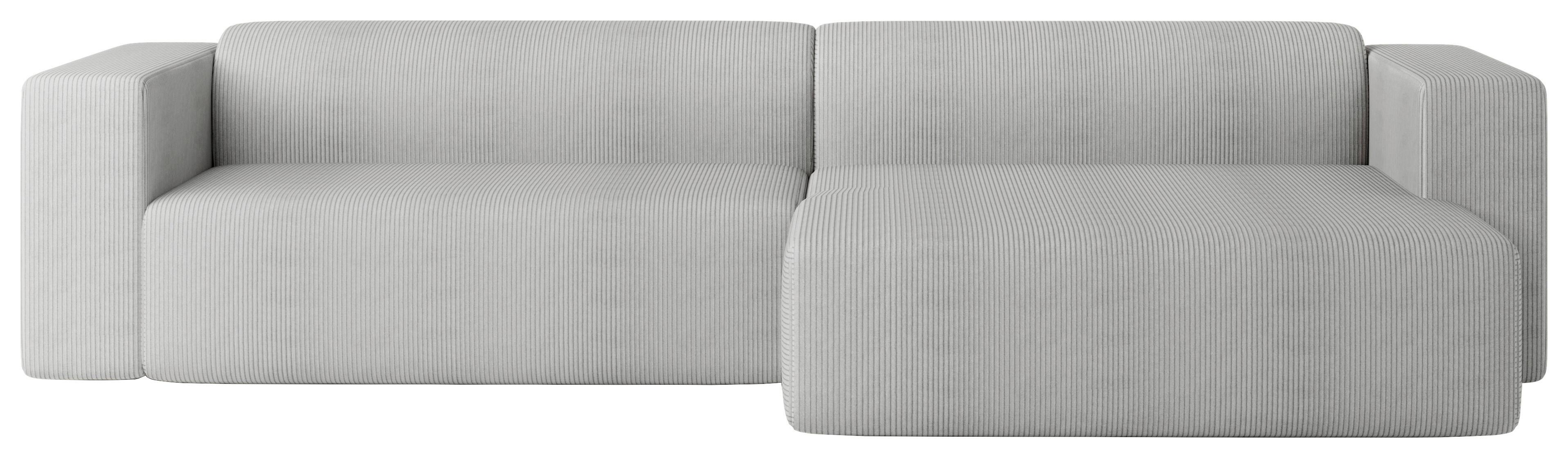 Ecksofa Basimo Cord Hellgrau, B: 293 cm - Hellgrau, Trend, Textil (293/170cm)