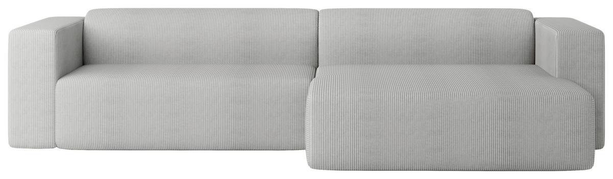 Ecksofa Basimo Cord Hellgrau, B: 293 cm - Hellgrau, Trend, Textil (293/170cm)