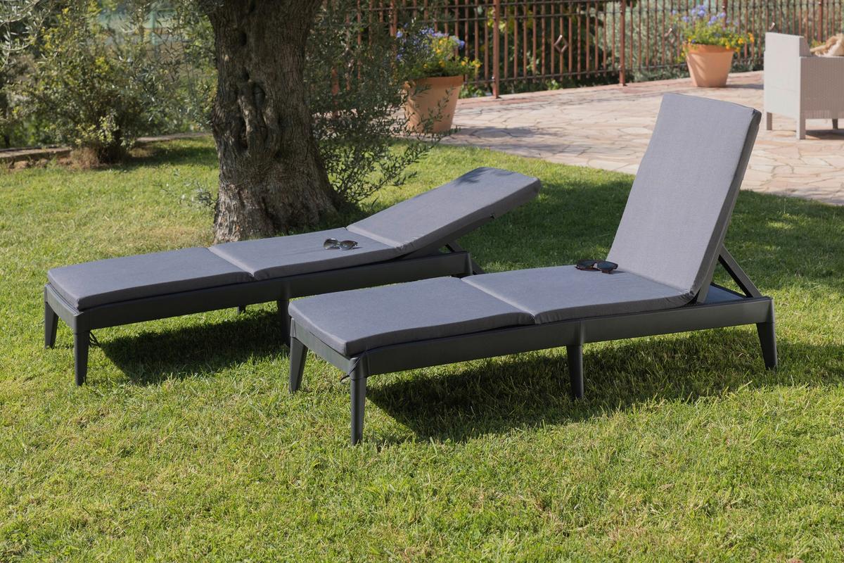 Sonnenliege Sirolo Kunststoff, Verstellbar - Anthrazit, Basics, Kunststoff (186/60/32,5cm)
