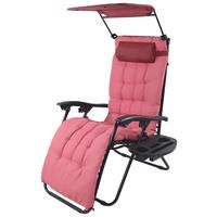 Gartenliege Maltosa Xl Klappbar, Blau - Rot, MODERN, Textil/Metall (51/133/91cm) - Gardenson