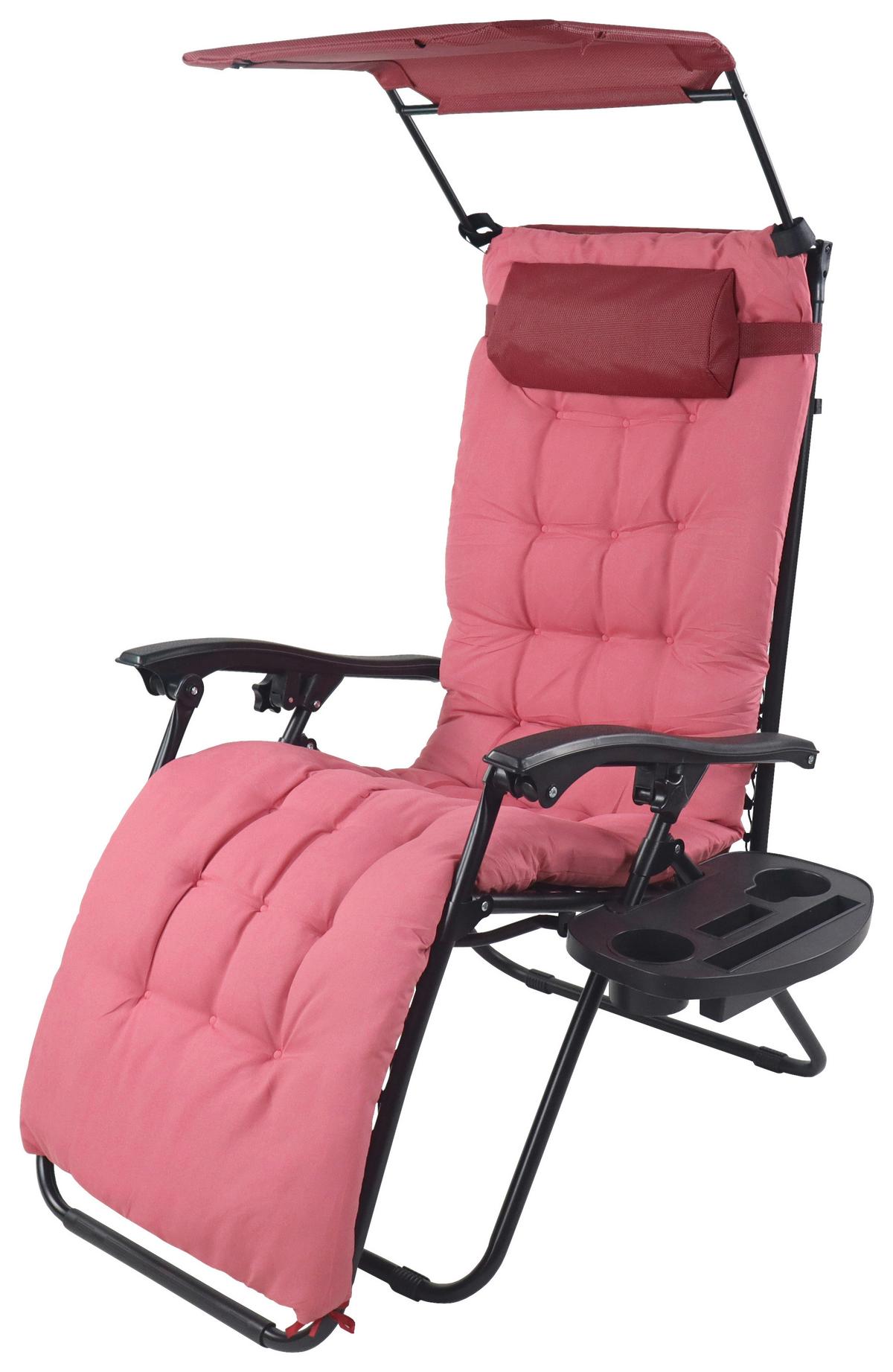 Gartenliege Maltosa Xl Klappbar, Blau - Rot, MODERN, Textil/Metall (51/133/91cm) - Gardenson