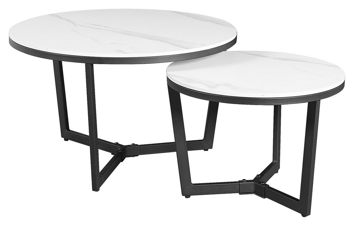 Couchtisch Ivan - Schwarz/Weiß, KONVENTIONELL, Stein/Metall (68,5/68,5/43cm) - MID.YOU