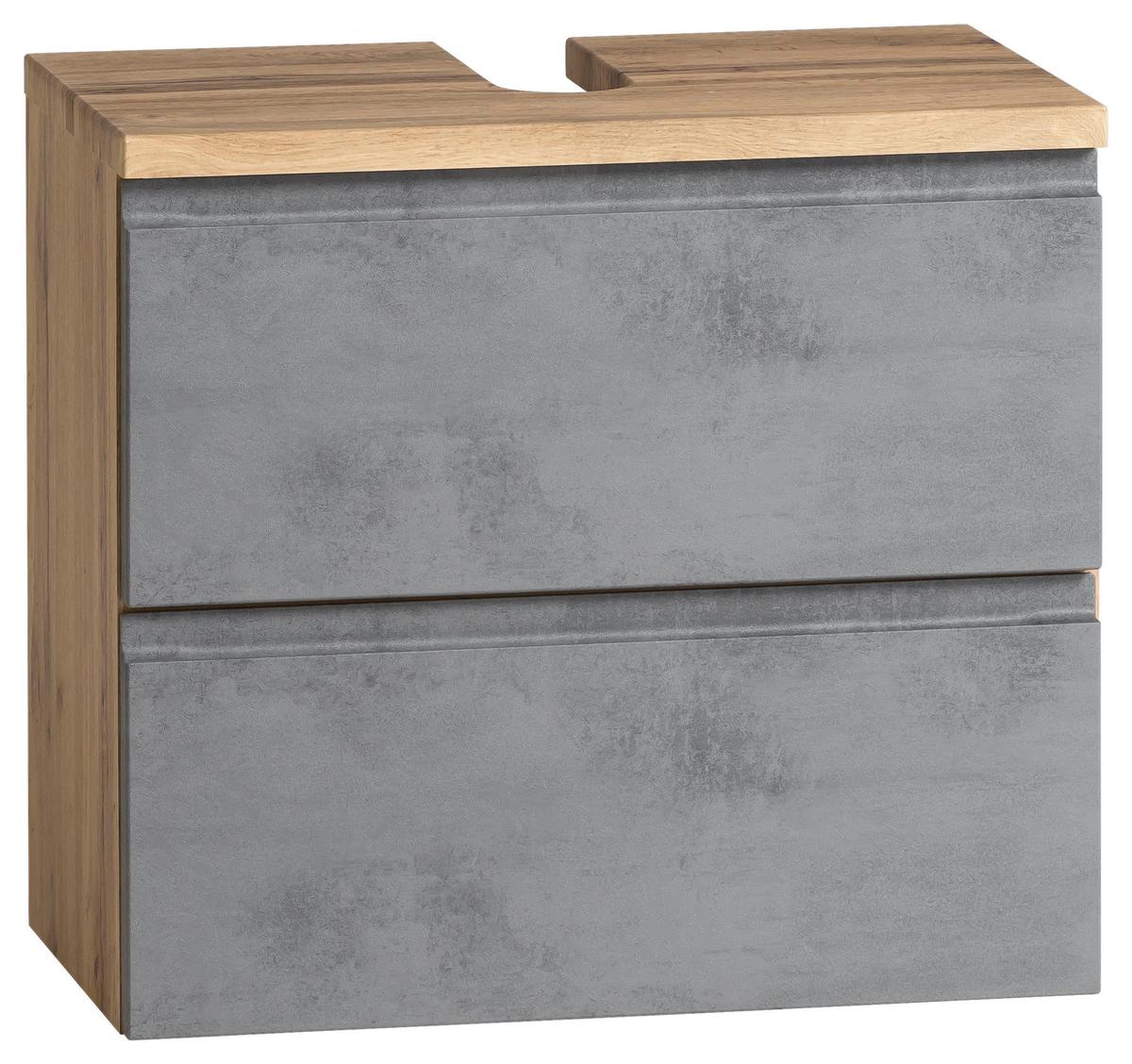 Waschbeckenunterschrank Varese B: 60 Cm Hellgrau/eiche Wotan - Eiche Wotan/Hellgrau, MODERN, Holzwerkstoff (60/56/35cm) - Held