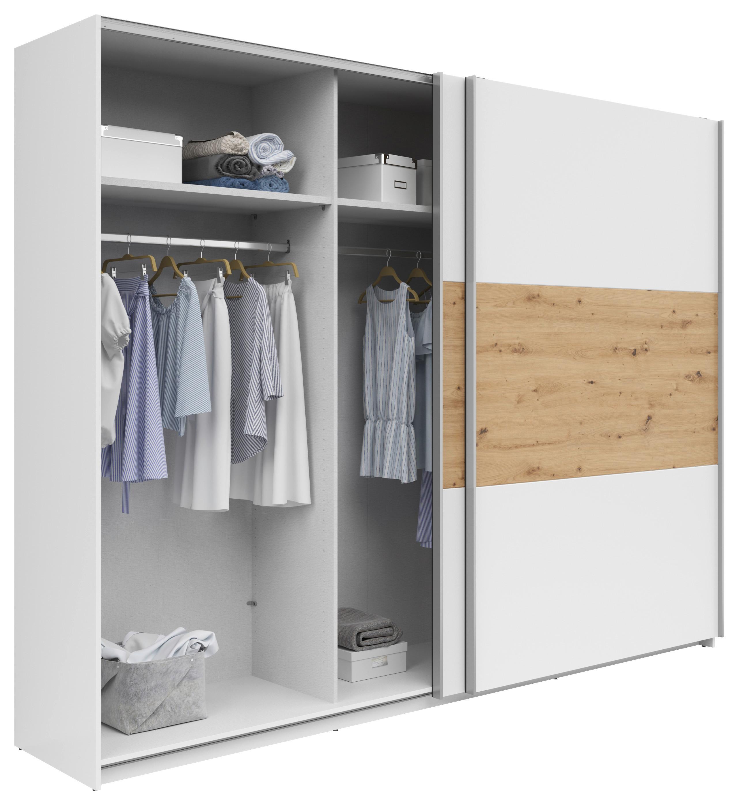 Schwebetürenschrank B: 270 cm Weiß / Artisan Eiche - Weiß/Eiche Artisan, KONVENTIONELL, Holzwerkstoff (270/210/59cm)