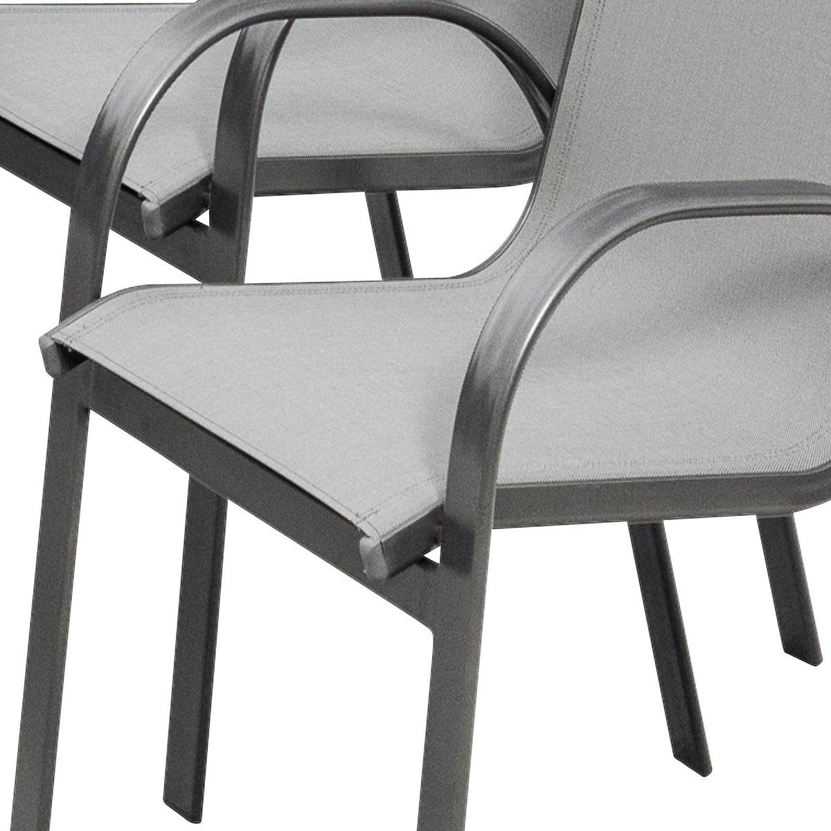 Gartenmöbel Set 5-Tlg. Amalfi aus Aluminium - Graphitfarben/Grau, KONVENTIONELL, Glas/Textil - Gardenson