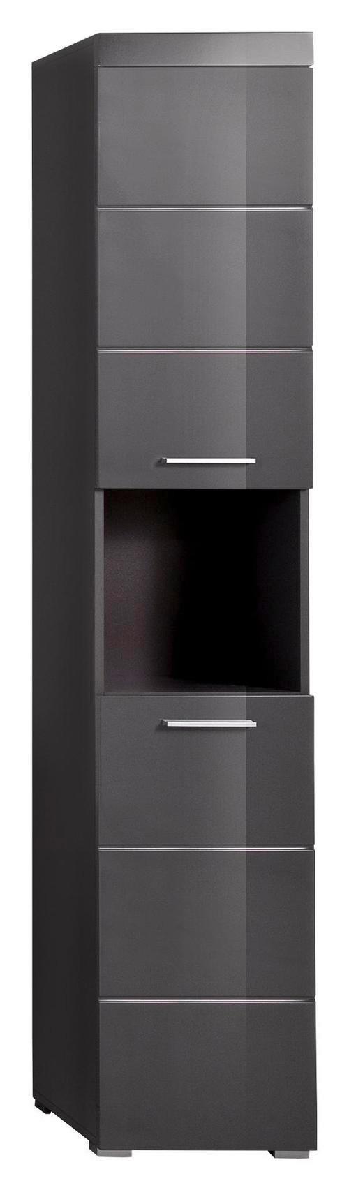 Hochschrank Amanda B: 37 cm Grau - Silberfarben/Grau, MODERN, Holzwerkstoff (37/190/31cm) - MID.YOU