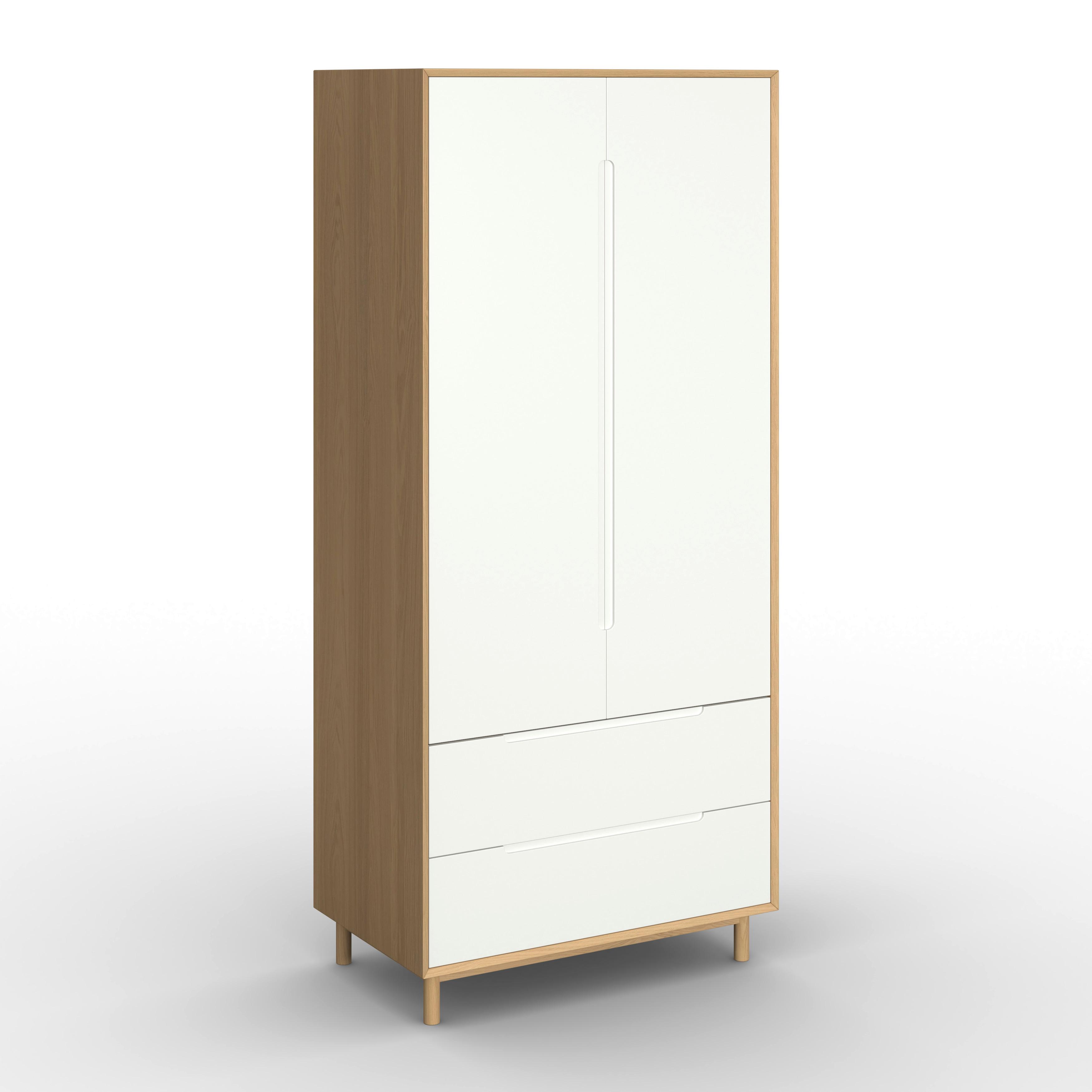 Šatníková skriňa MARLO š. cca 100 cm, dekor biela/dub - biela/farba duba, Modern, drevo/kompozitné drevo (100/223/60cm) - Bessagi Home