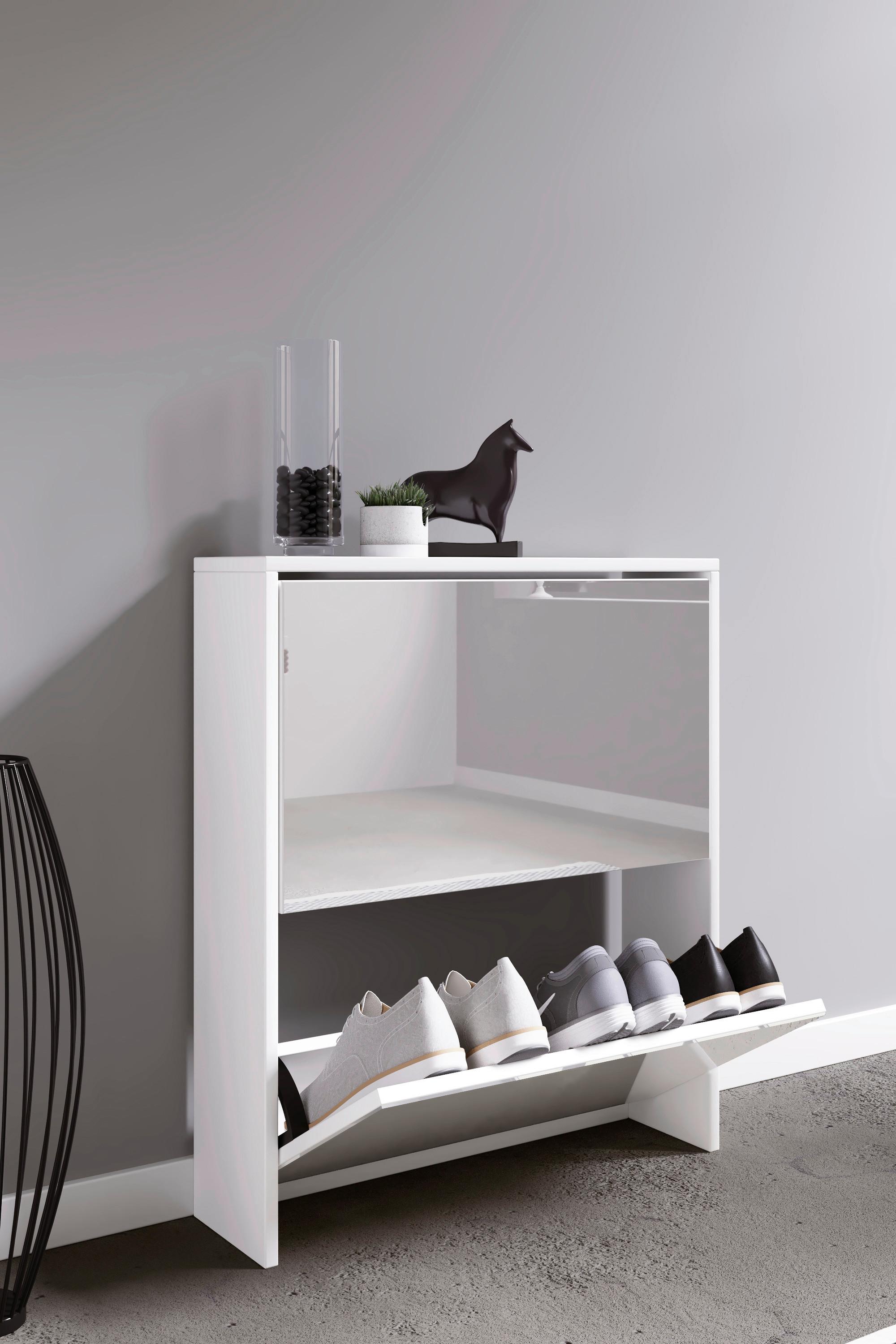 Schuhkipper Stido L Weiß Holz Deko B: 63 cm - Weiß, KONVENTIONELL, Holzwerkstoff (63/73/17cm) - MID.YOU