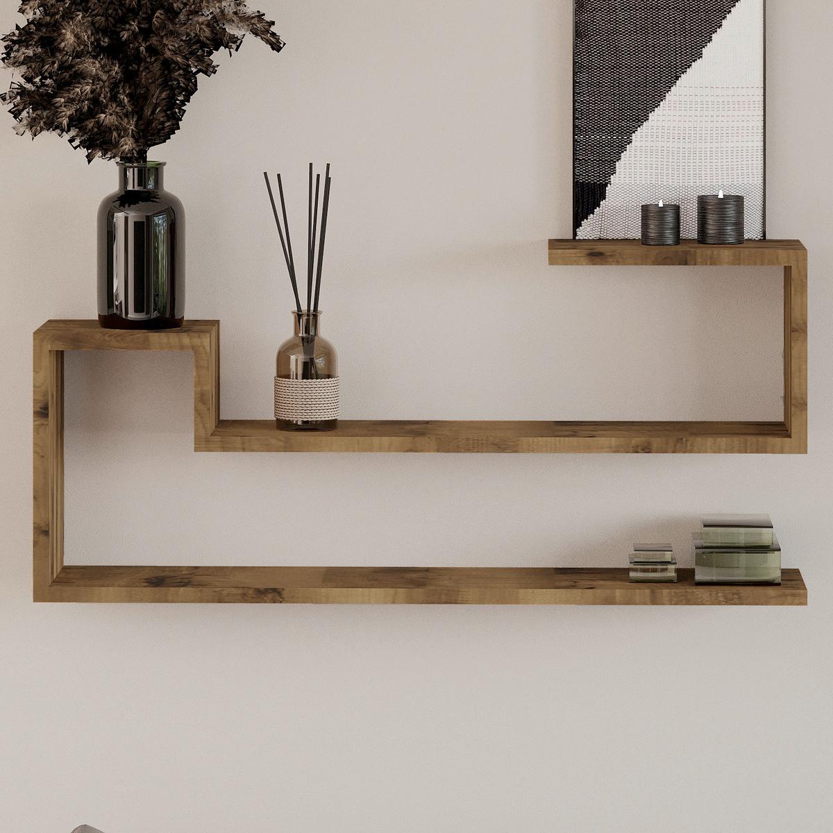 Wandregal Ravi Nussbaumfarben B: 90 cm - Nussbaumfarben, Design, Holzwerkstoff (90/41,2/17cm) - Livetastic