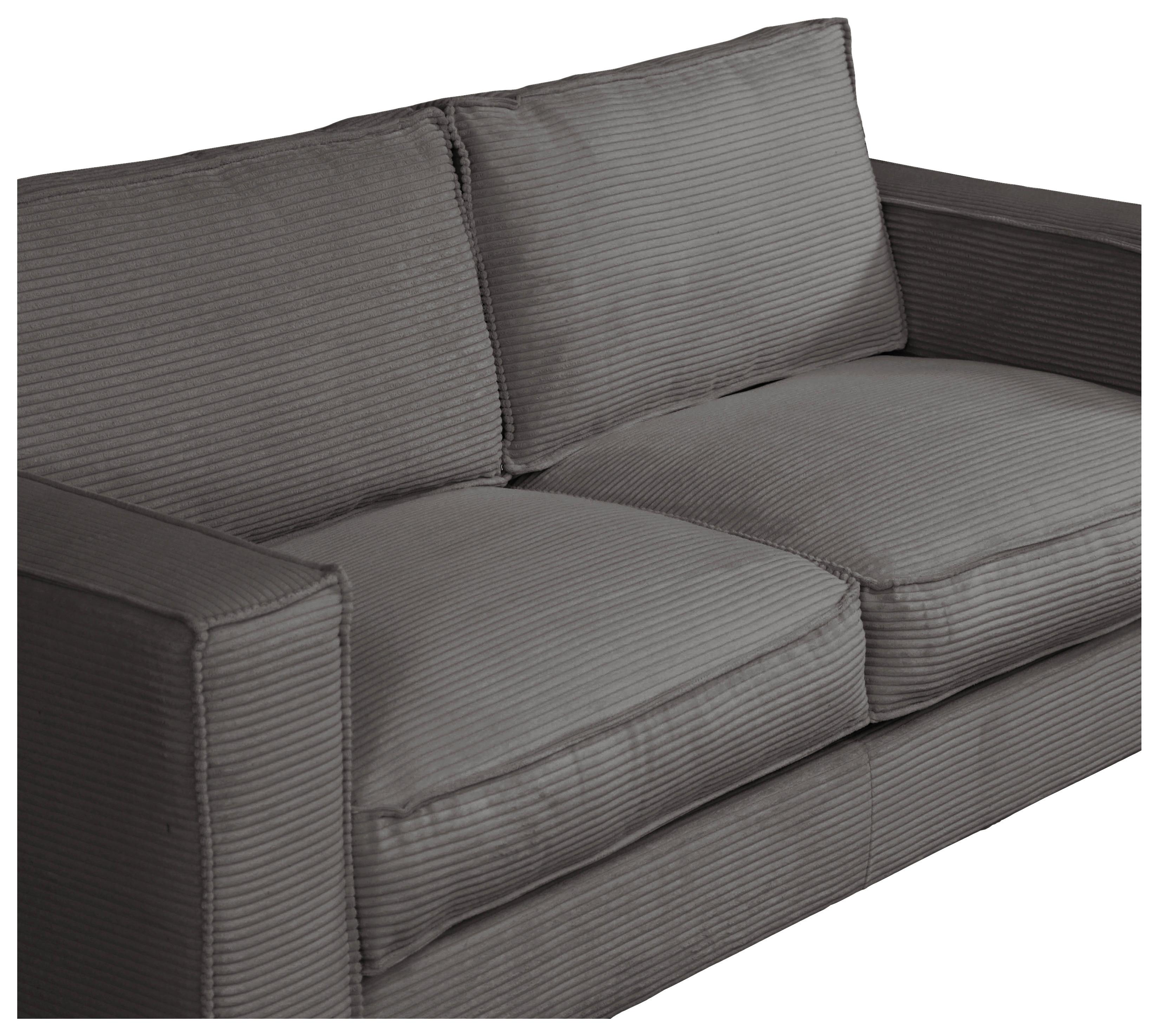Schlafsofa Texas Grau Cord, B: 203 cm - Dunkelbraun/Grau, Design, Textil (203/85/99cm) - MID.YOU