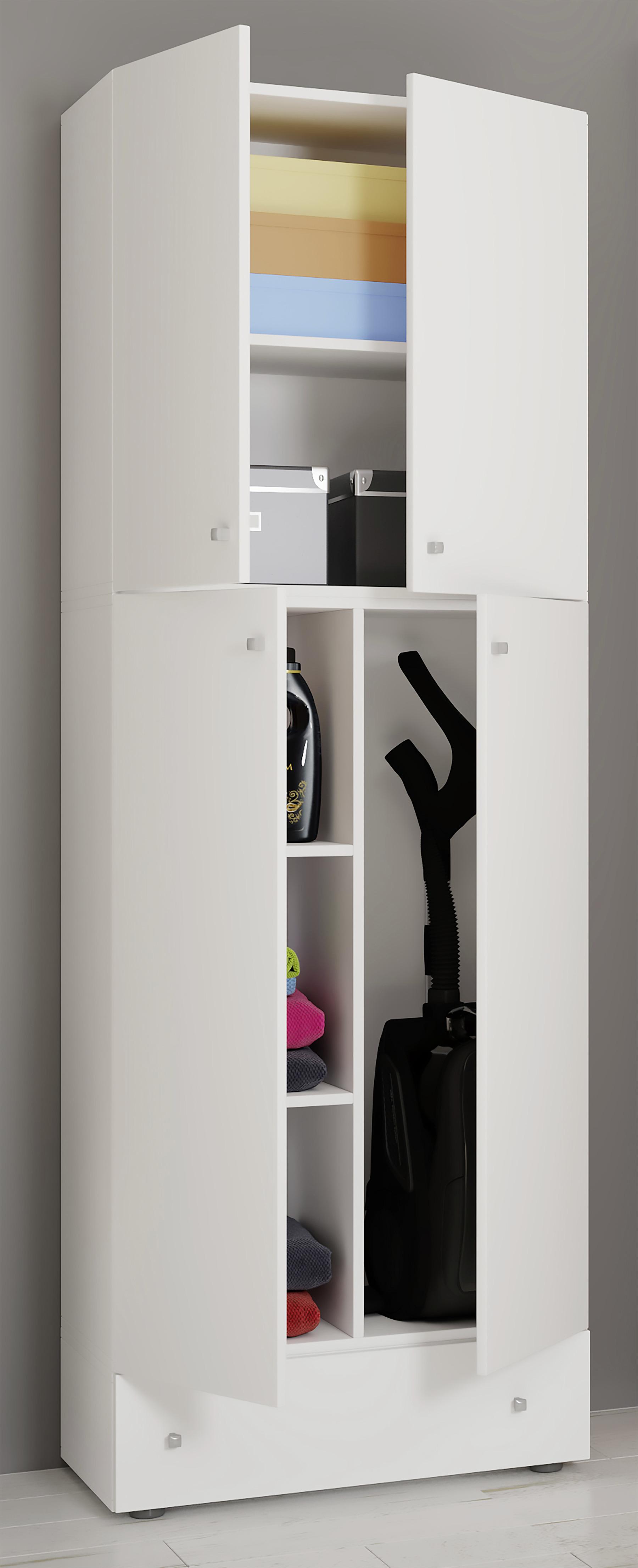 Mehrzweckschrank Lona XXL Weiß Stehend BxH: 70x200 cm - Schwarz/Weiß, MODERN, Holzwerkstoff (70/200/39cm) - MID.YOU