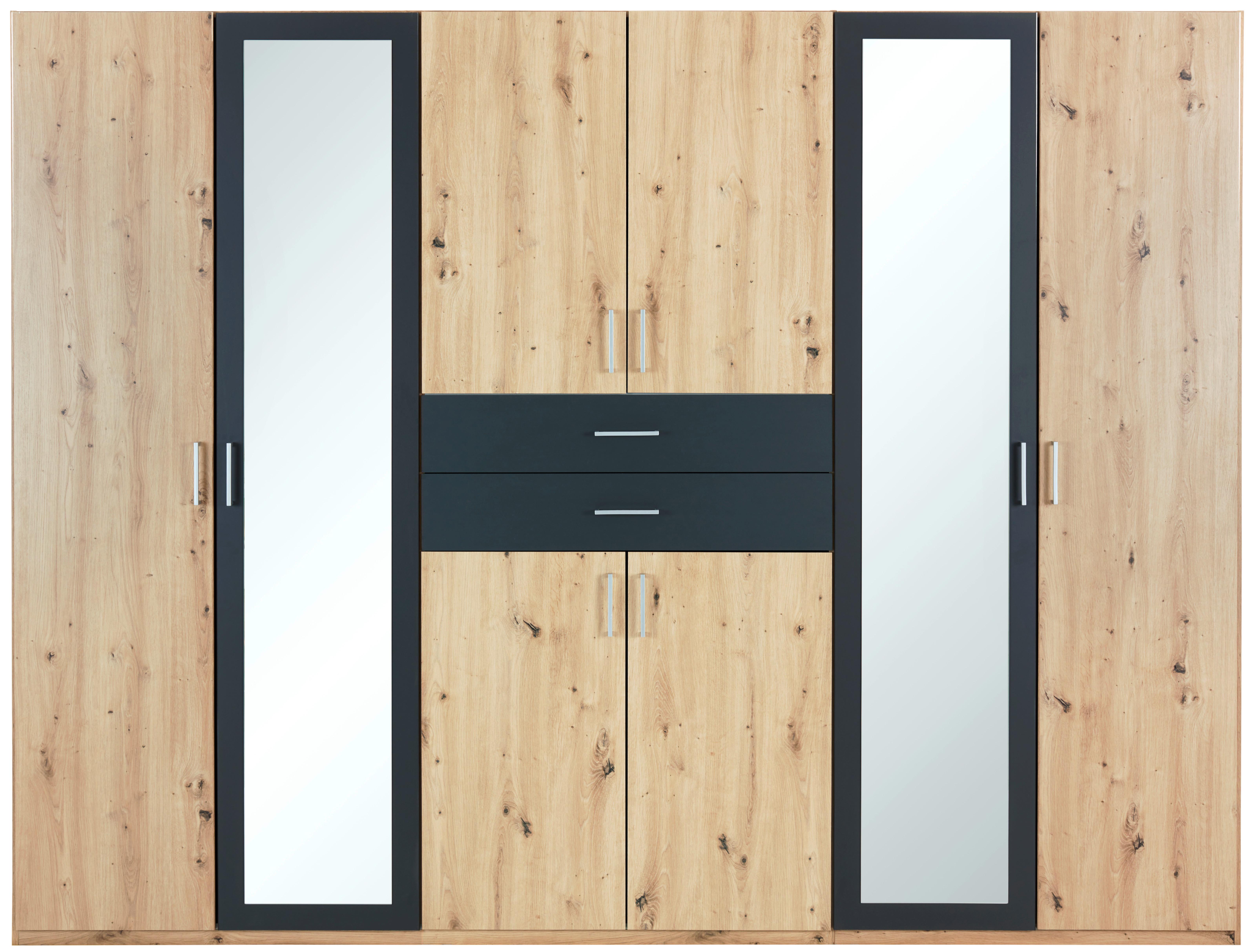 Nyílóajtós Szekrény Diver  270/210 Cm - grafitszürke/tölgyfa színű, Konventionell, faalapú anyag (270/210/58cm)