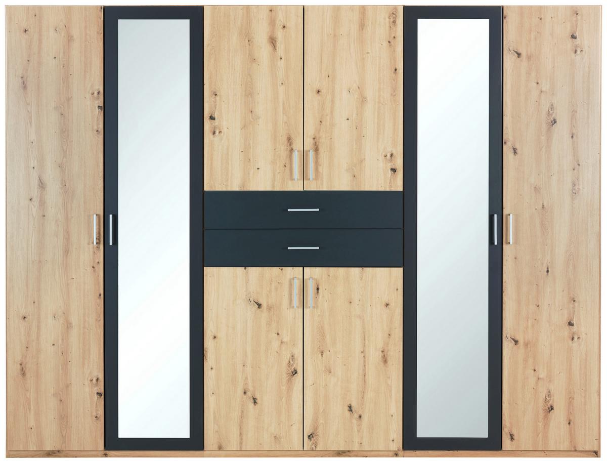 Nyílóajtós Szekrény Diver  270/210 Cm - grafitszürke/tölgyfa színű, Konventionell, faalapú anyag (270/210/58cm)