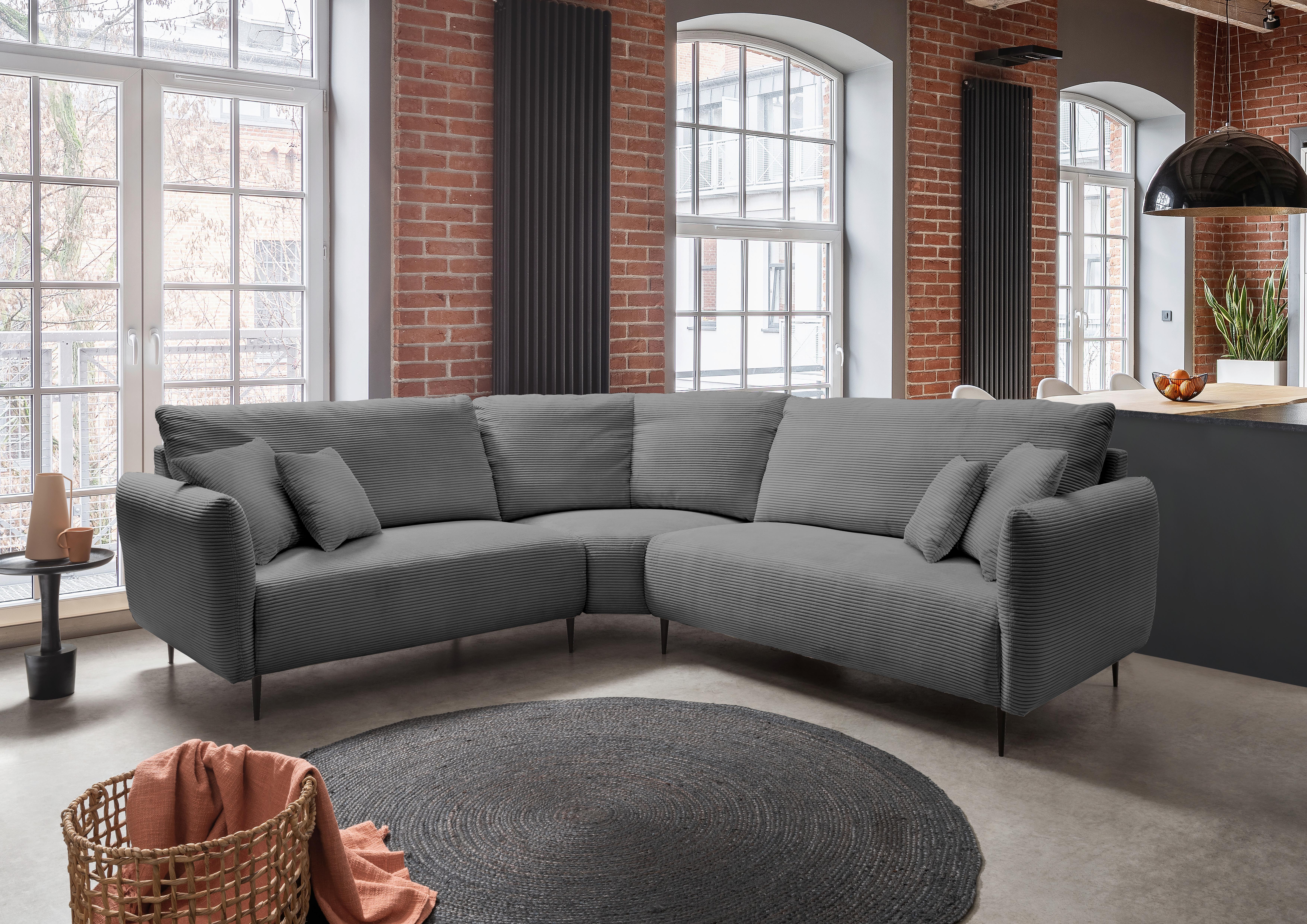 Ecksofa Vanilla Grau S: 256x256 cm - Schwarz/Grau, Design, Textil (256/256cm) - Livetastic
