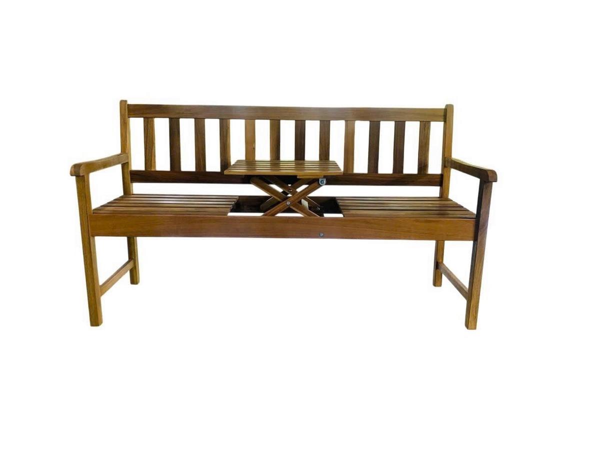 2-Sitzer mit Bank LxBxH: ca. 153x57x88 cm - Akaziefarben, Basics, Holz (153/57/88cm) - Prestige Home