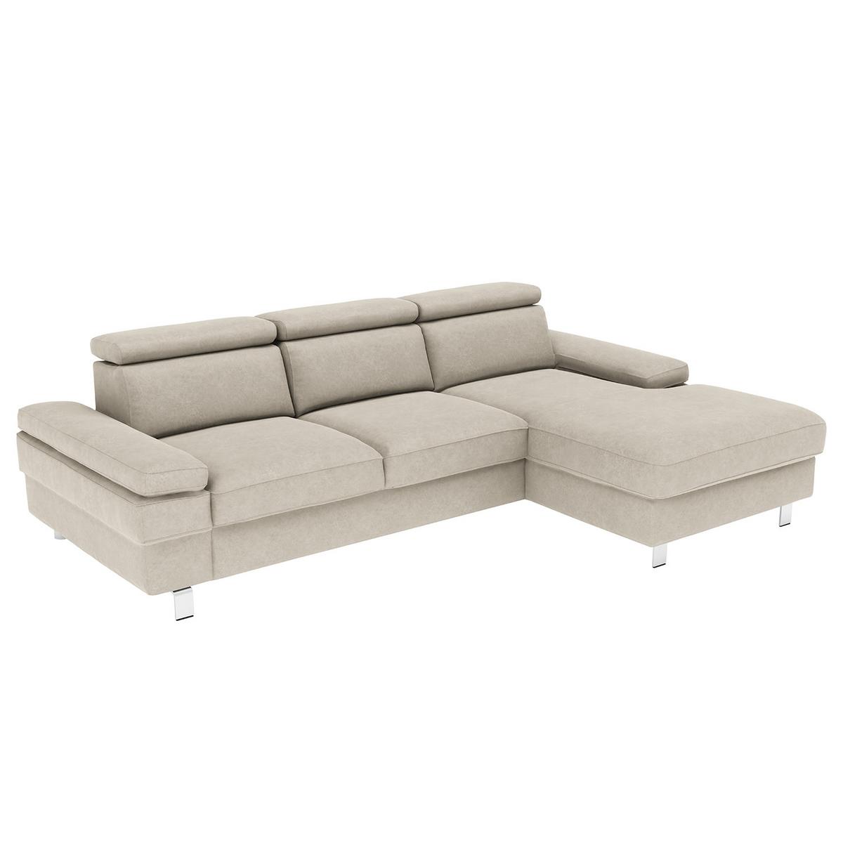 Ecksofa Elvis Silberfarben S: 259x182 Cm - Silberfarben, KONVENTIONELL, Textil (259/182cm) - Trendmanufaktur