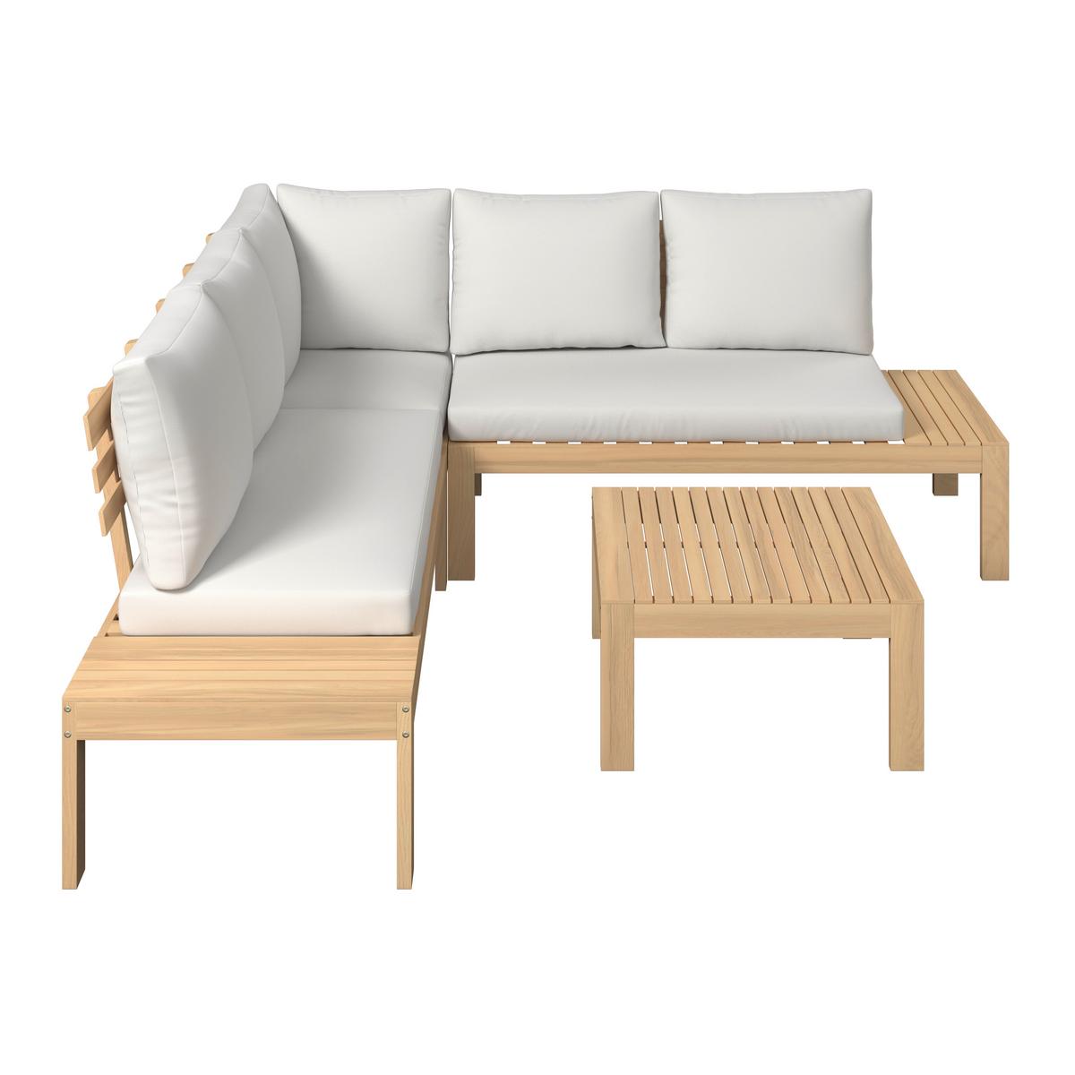 Loungegarnitur Korfu - Beige/Akaziefarben, MODERN, Holz/Textil (206/188cm) - Beldano