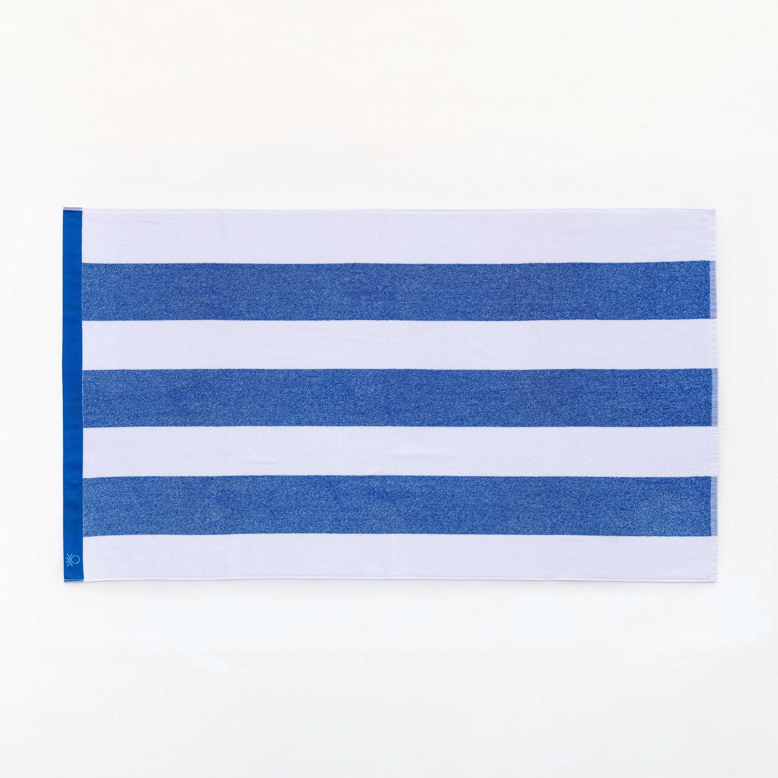 Strandtuch Baumwolle Blau/Weiß Gestreift 90x160 cm - Blau/Weiß, Basics, Textil (90/160/1,5cm) - Benetton