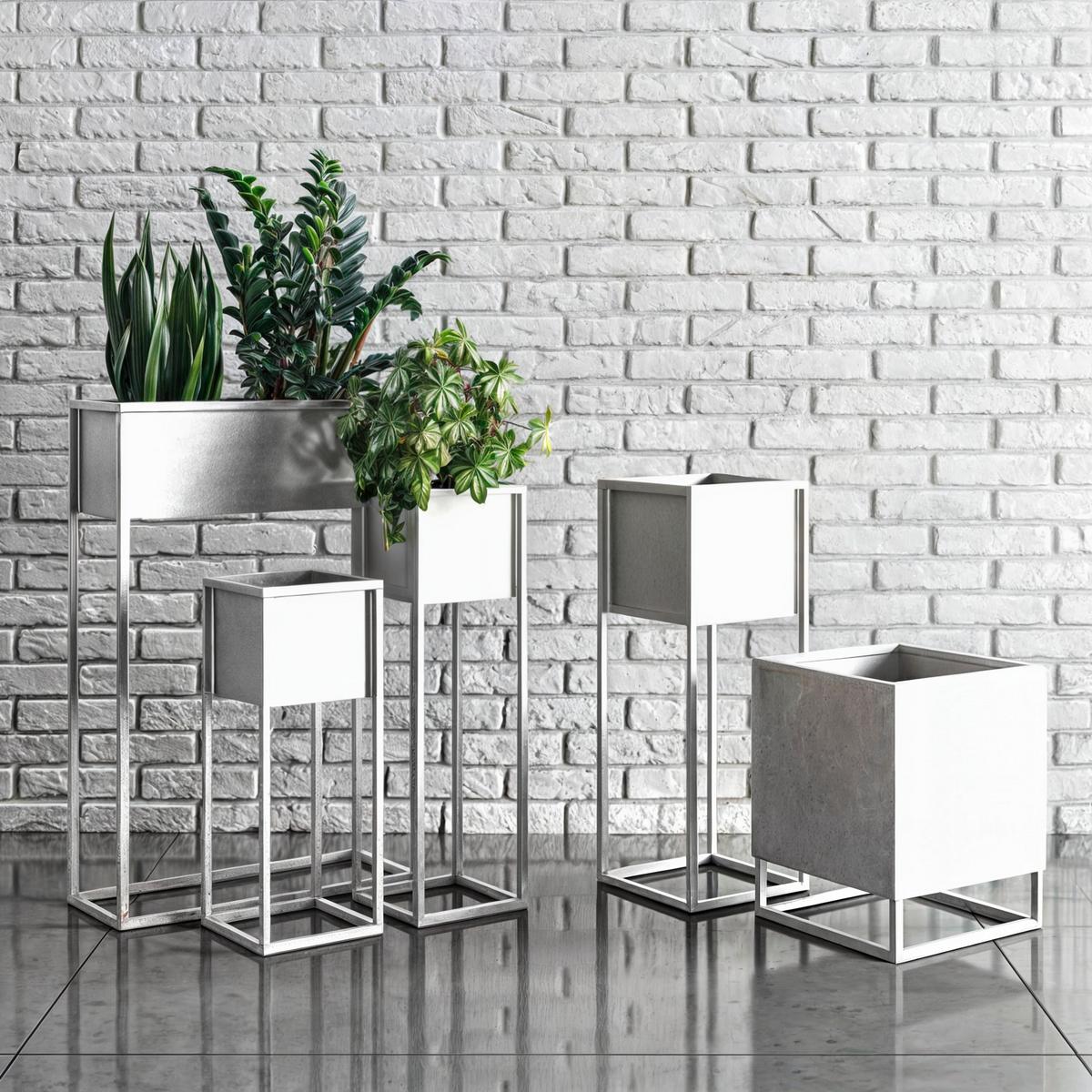 Blumenständer Metall Weiß Bxhxt: 28x60x28 Cm - Weiß, Basics, Metall (28/60/28cm)