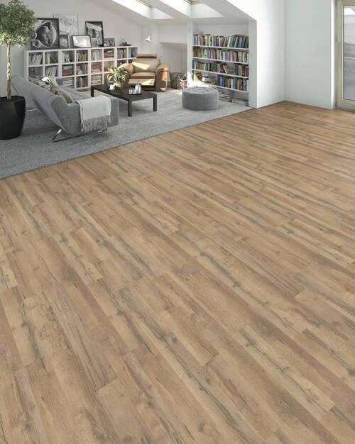 Laminatboden 2-Stab Calabria Str. Matt - Hellbraun, Basics, Holzwerkstoff (19.3/128.2cm) - Living by HARO