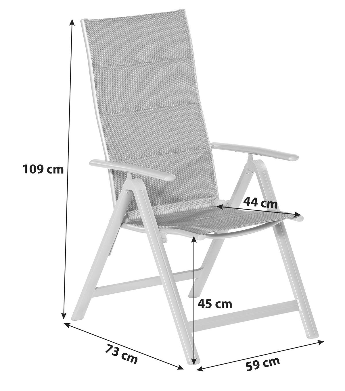Gartensessel Klappbar Taviano Metall/Textil - Graphitfarben, ROMANTIK / LANDHAUS, Textil/Metall (59/109/73cm) - Gardenson
