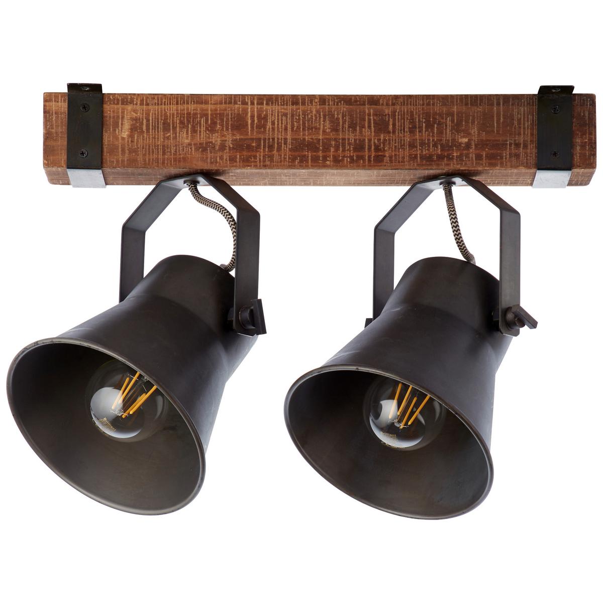 Strahler Plow 2-flammig Drehbar, Schwenkbar L: 40 Cm - Schwarz, Design, Holz/Metall (40/24cm) - Brilliant