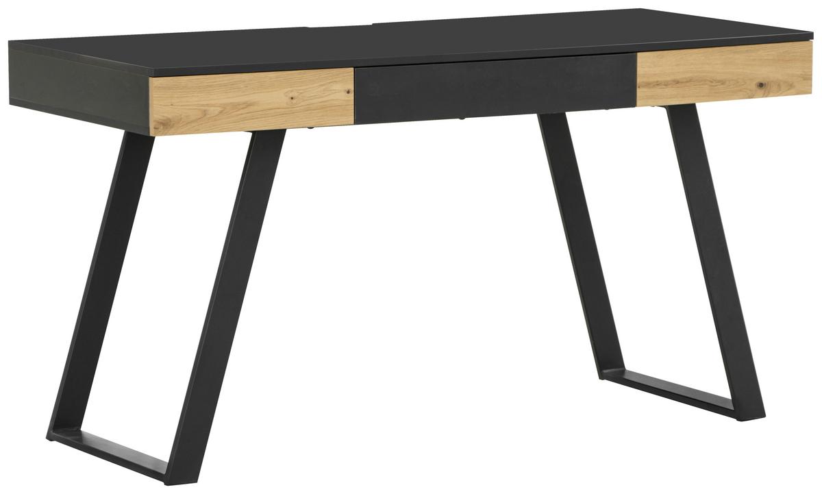 Schreibtisch B 140cm H 60cm Eichefarben/Grau Viola - Eichefarben/Grau, MODERN, Holzwerkstoff/Metall (140/60/76cm) - MID.YOU