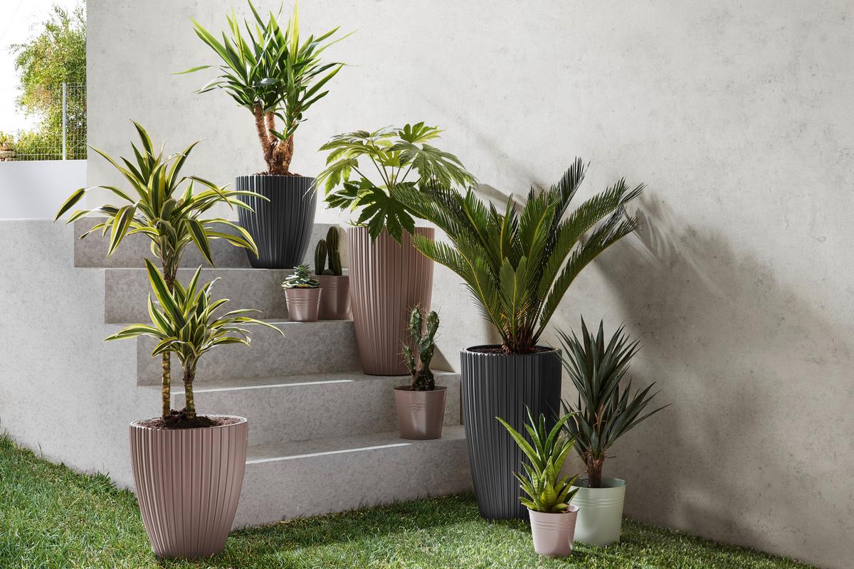 Obal na květináč MIRA 30 - šedohnědá, Konvenční, plast (29,0/32/29,0cm) - Mömax