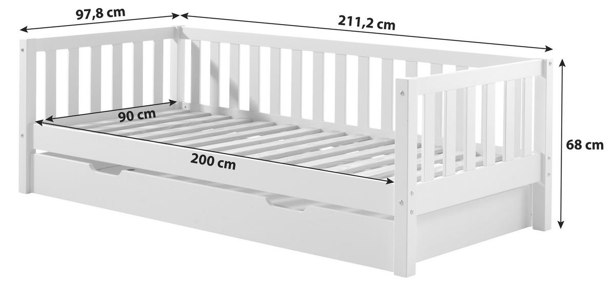 Ausziehbett Fritz Kieferfarben 90x200cm - Kieferfarben, MODERN, Holz/Holzwerkstoff (90/200cm) - MID.YOU
