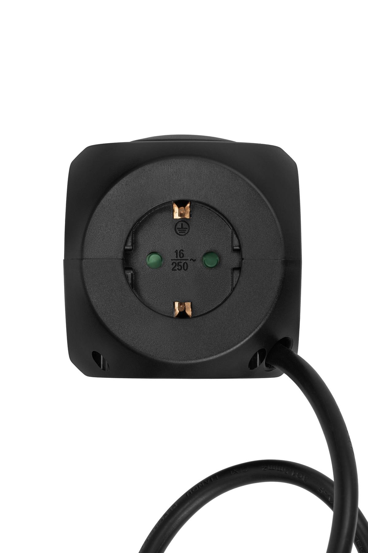 Multistecker Nua - Schwarz, Basics, Kunststoff/Metall (7,9/7,9/8,3cm) - Ondega