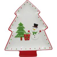 Tányér Irma - piros/fehér, Design, kerámia (27,3/22,4/2,2cm) - Luca Bessoni