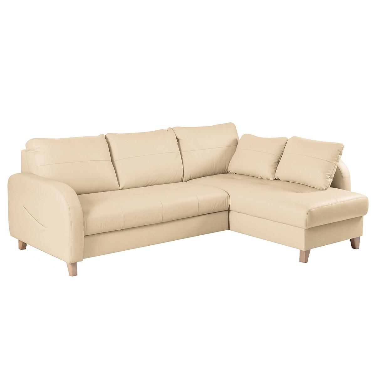 Ecksofa Compact Beige B: 227x168 Cm - Beige/Buchefarben, Design, Leder/Textil (227/168cm) - Livetastic