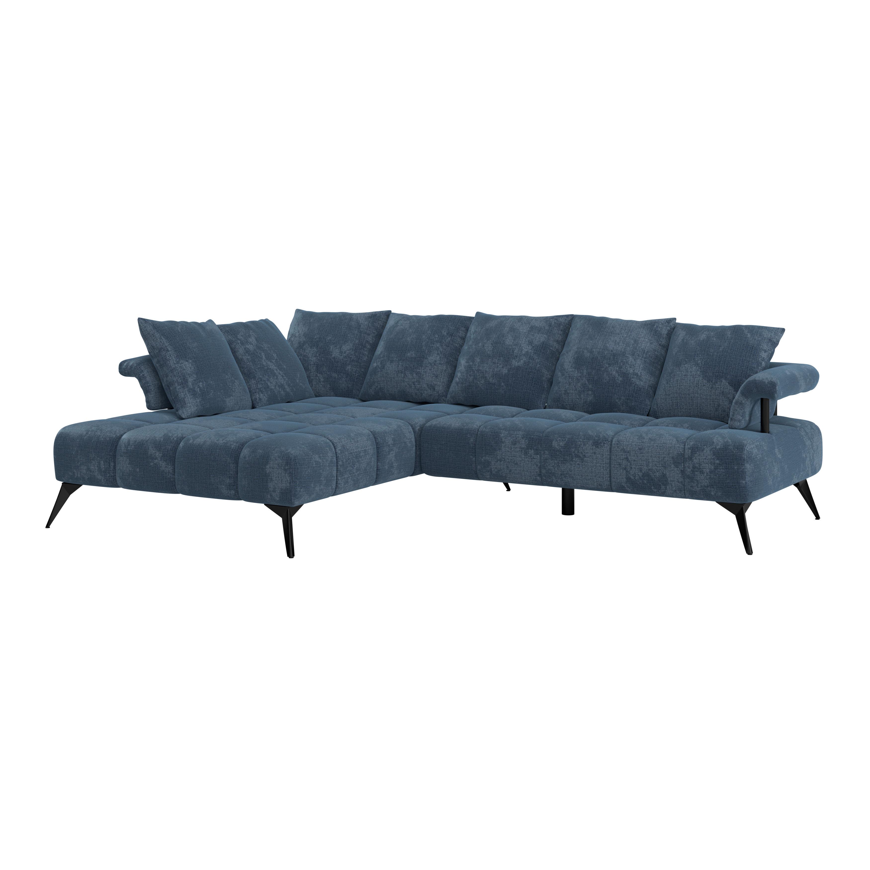 Ecksofa Vanessa New - Blau/Schwarz, MODERN, Textil (200/297cm)