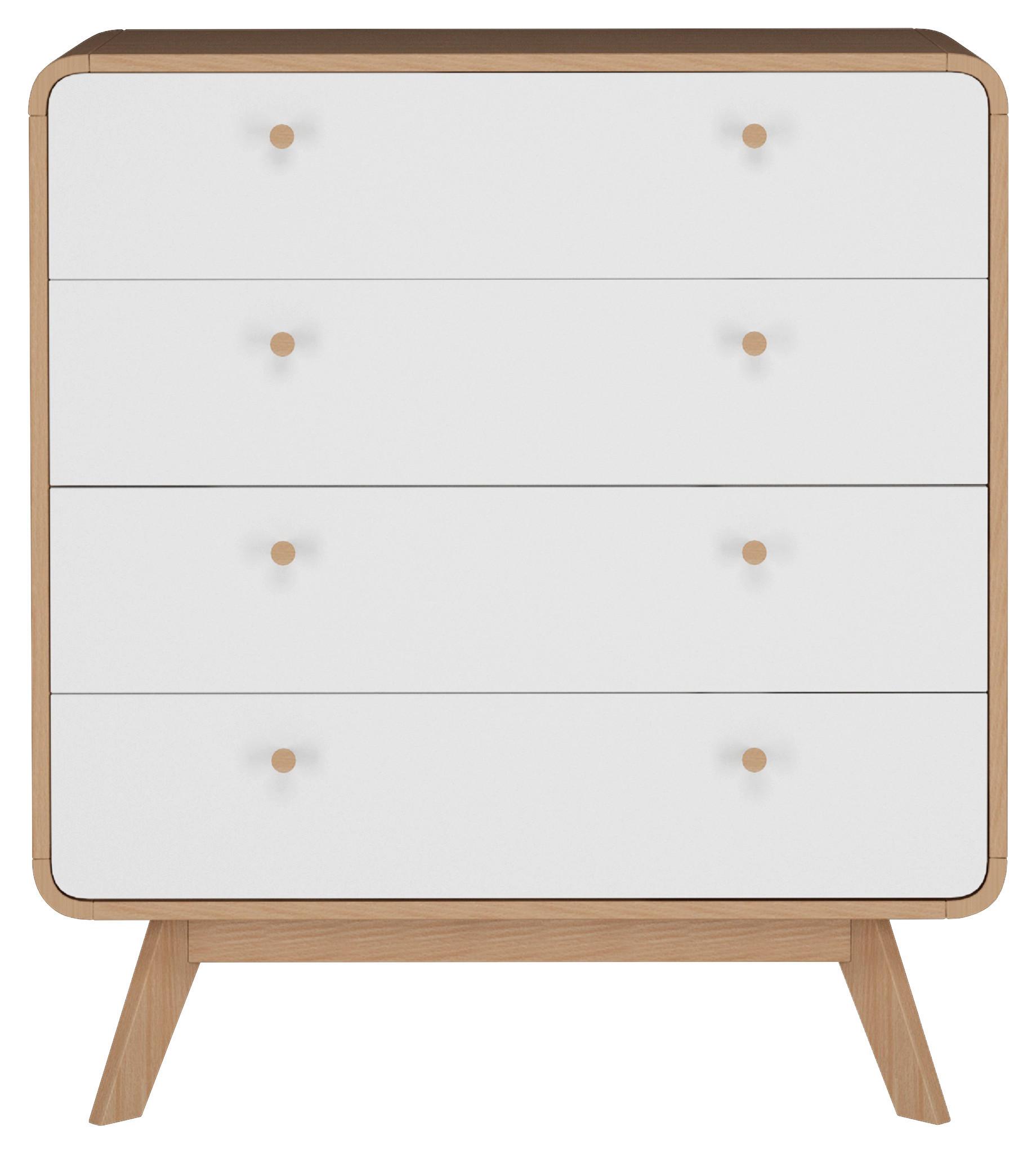 Kommode Cassie Weiß/Eichefarben 80 cm - Eichefarben/Weiß, Design, Holzwerkstoff (80/88/39cm) - MID.YOU