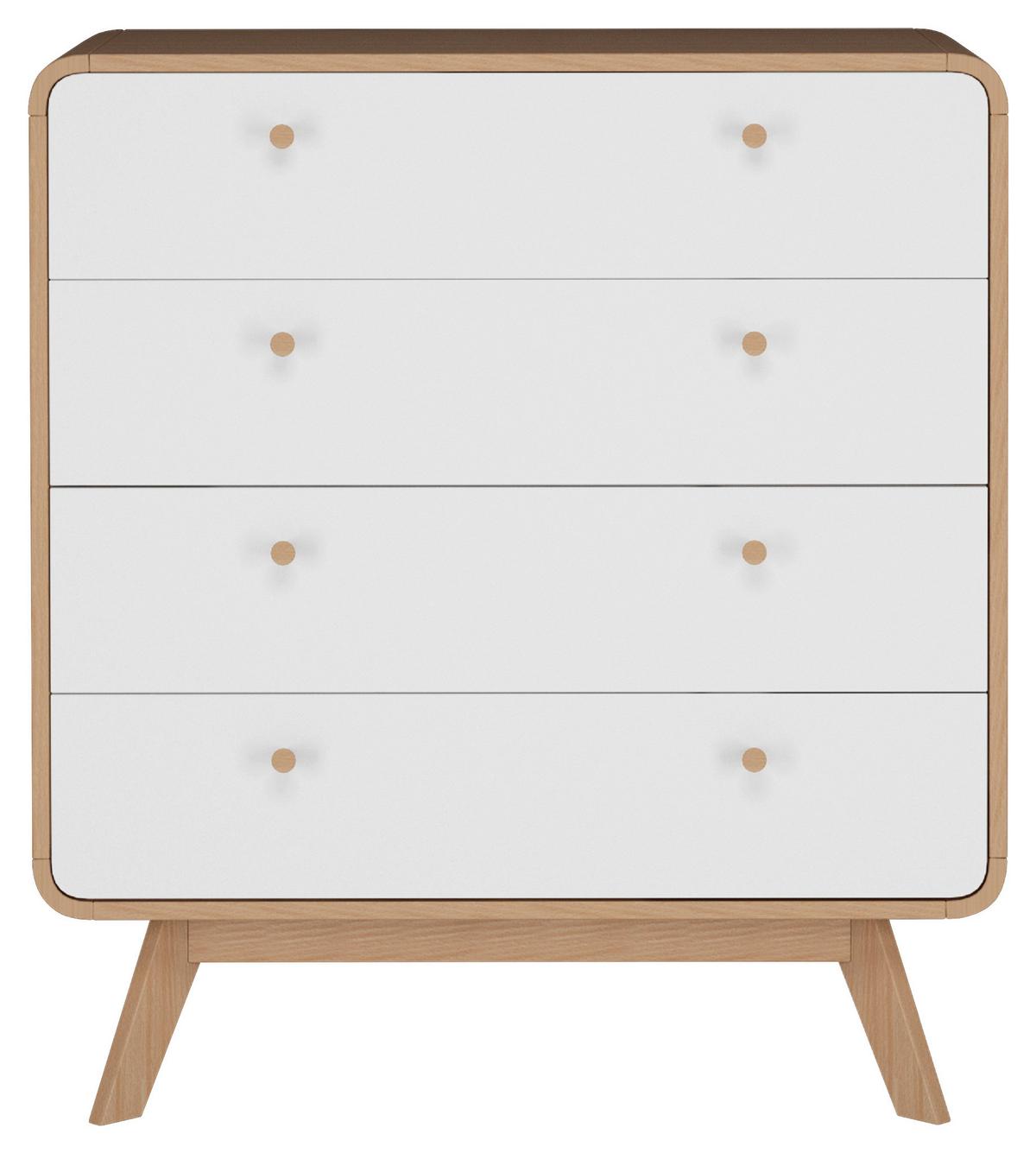 Kommode Cassie Weiß/Eichefarben 80 cm - Eichefarben/Weiß, Design, Holzwerkstoff (80/88/39cm) - MID.YOU