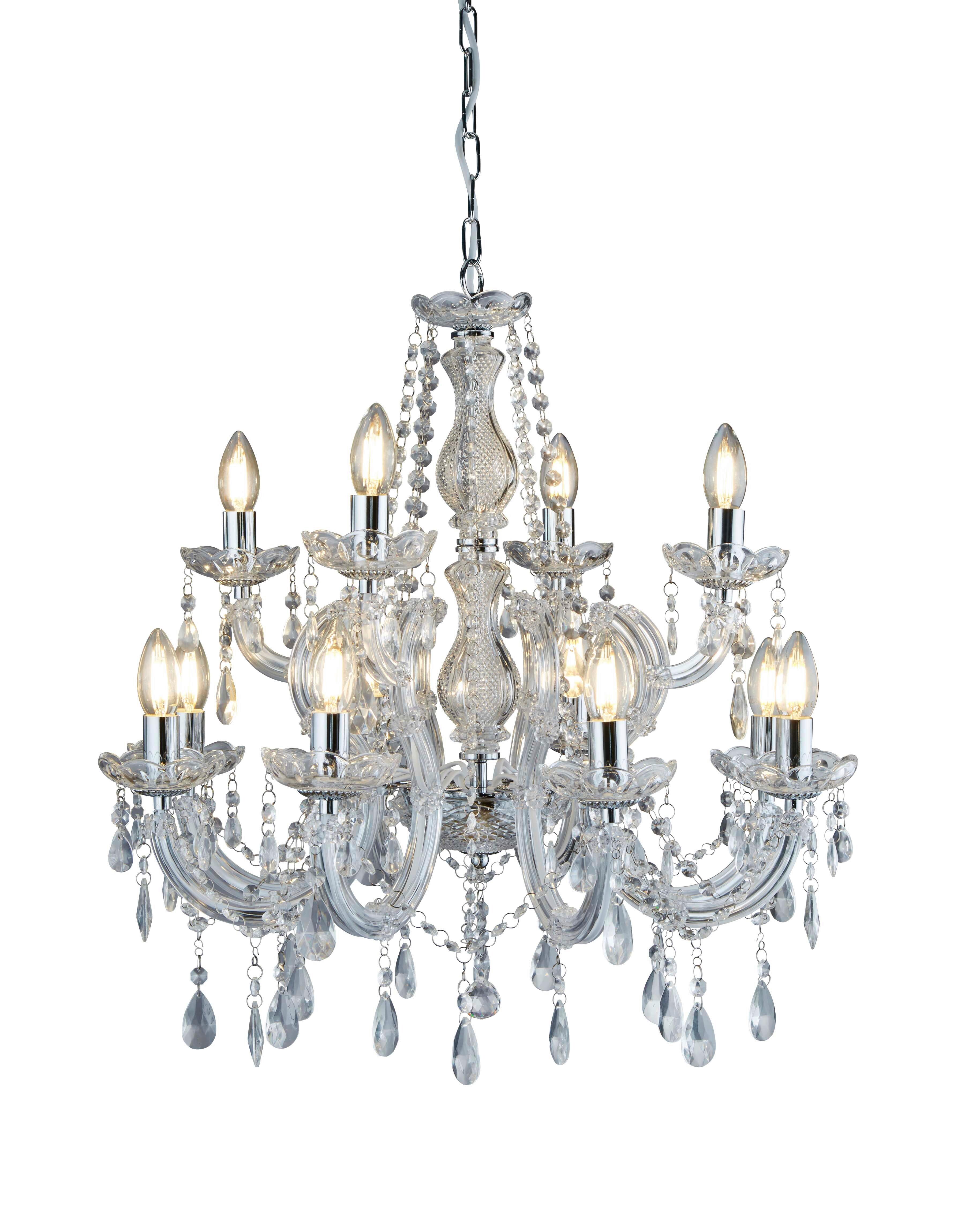 Kristall-Hängeleuchte Marie Therese 399-12 - Chromfarben, KONVENTIONELL, Glas/Kunststoff (63/120cm)