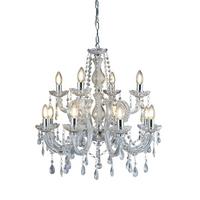 Kristall-Hängeleuchte Marie Therese 399-12 - Chromfarben, KONVENTIONELL, Glas/Kunststoff (63/120cm)