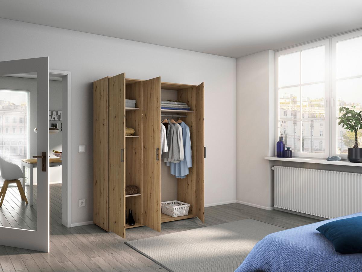 Drehtürenschrank 140 cm Voyager Eiche Artisan - Eiche Artisan, MODERN, Holzwerkstoff (140/194/53cm) - Rauch Möbel