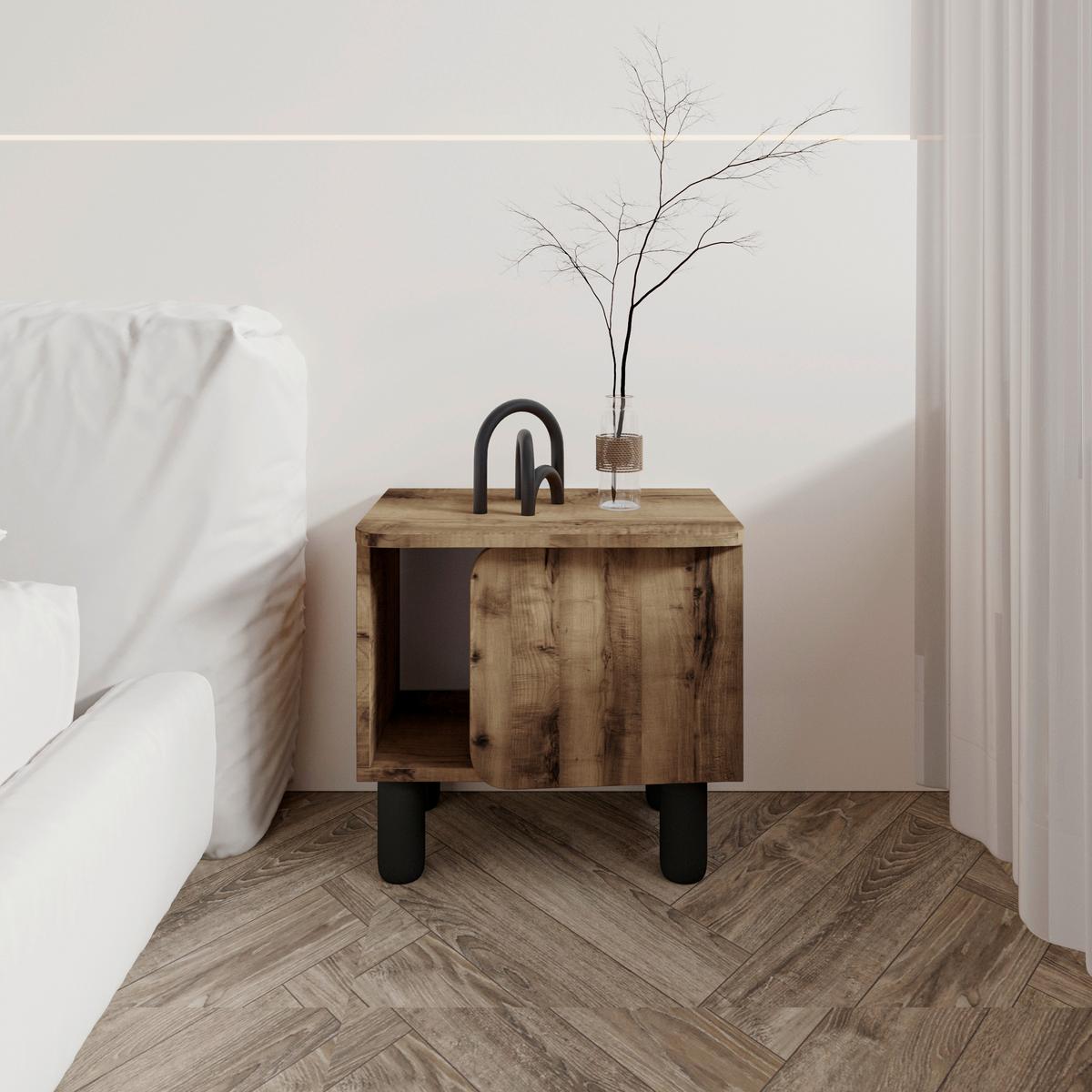 NACHTTISCH River Nussbaumfarben B: 50cm - Nussbaumfarben, Design, Holzwerkstoff (50/30/49cm) - Livetastic